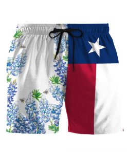 Gearhumans 3D Texas Flag Bluebonnets Custom Beach Shorts Swim Trunks GS1205216 Men Shorts Men Shorts S 