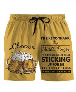 Gearhumans 3D Thank My Middle Finger Beach Shorts Swim Trunks GV08078 Men Shorts Men Shorts S