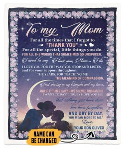 Gearhumans 3D Thank You Mom Happy Mothers Day Custom Name Blanket GS150440 Blanket Blanket M(51''x59'') 