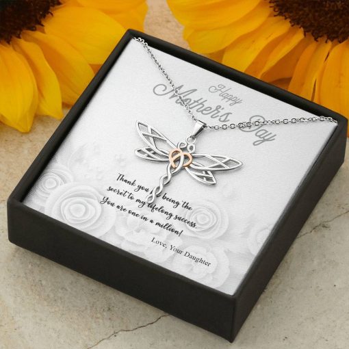 Gearhumans 3D Thank You Mom Happy Mothers Day Dragonfly Dream Necklace GS2204212 ShineOn Fulfillment