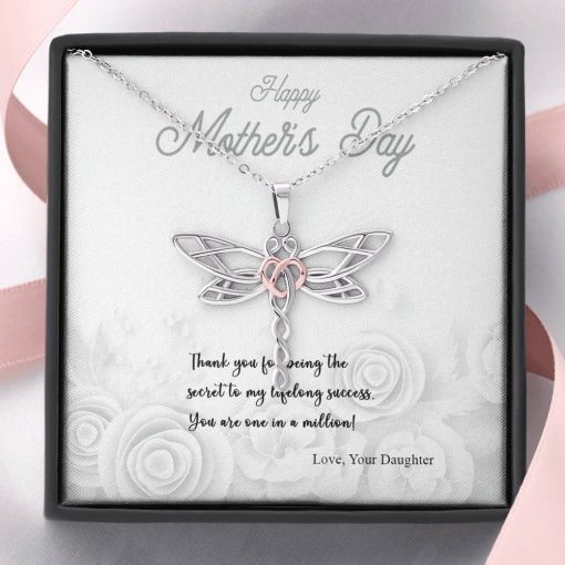 Gearhumans 3D Thank You Mom Happy Mothers Day Dragonfly Dream Necklace GS2204212 ShineOn Fulfillment Standard Box
