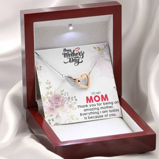Gearhumans 3D Thanks Mom Happy Mothers Day Gift Interlocking Hearts Necklace Jewelry ShineOn Fulfillment