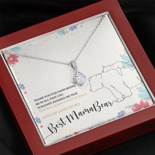 Gearhumans 3D The Best Mama Bear Happy Mothers Day Alluring Beauty Necklace GS23042114 ShineOn Fulfillment Mahogany Style Luxury Box