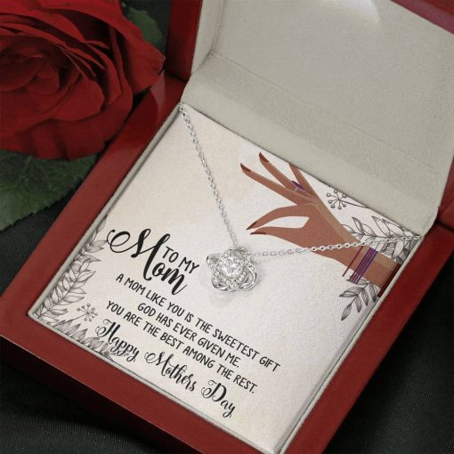 Gearhumans 3D The Best Mom Happy Mothers Day Love Knot Necklace GS2604211 ShineOn Fulfillment Mahogany Style Luxury Box