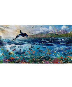 Gearhumans 3D The Great Blue Sea Dolphin Custom Beach Towel GS16062119 Towel Towel 60''x30'' 