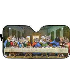 Gearhumans 3D The Last Supper Cat Custom Sunshade GS0507217 Auto Sunshade 57''x27.5'' 