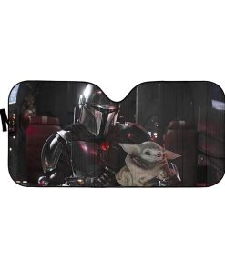 gearhumans 3D The Mandalorian Custom Car Auto Sunshade GL300710 Auto Sunshade 57''x27.5'' 