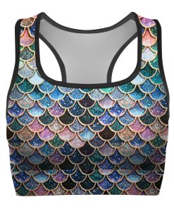 Gearhumans 3D The Most Blue Sparkle Mermaid Tail In The Ocean Custom Bra GO16062116 Sport Bra Sport Bra XS 