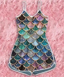 Gearhumans 3D The Most Blue Sparkle Mermaid Tail In The Ocean Custom Romper GO07062115 Rompers Rompers S 