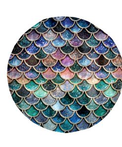 Gearhumans 3D The Most Blue Sparkle Mermaid Tail In The Ocean Custom Round Beach Towel GO24062116 Round Beach Towel Round Beach Towel FS 