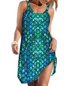 Gearhumans 3D The Most Shining Mermaid Custom Sleeveless Beach Dress GO18062120 Beach Dress Beach Dress S 