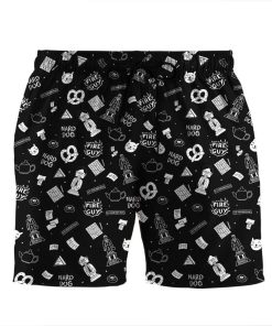 Gearhumans 3D The Office Pattern Custom Black Beach Shorts Swim Trunk GW24078 Men Shorts Men Shorts S