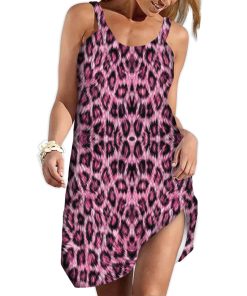 Gearhumans 3D The Pink Leopard Queen Custom Sleeveless Beach Dress GO18062118 Beach Dress Beach Dress S 