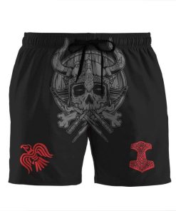Gearhumans 3D The Raven Banner Viking Custom Beach Shorts Swim Trunk GW10077 Men Shorts Men Shorts S