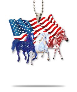 Gearhumans 3D Three Horse American Flag Custom Car Hanging GW0406211 Car Hanging Car Hanging/1 Pack 