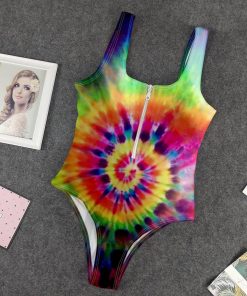 Gearhumans 3D Tie Dye Pattern Custom One Piece Swimsuit GW1405212 One-piece Swimsuit One-piece Swimsuit S 