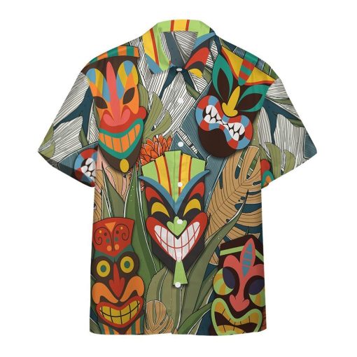 Gearhumans 3D Tiki Head Hawaii Shirt ZK13042 Hawai Shirt Short Sleeve Shirt S