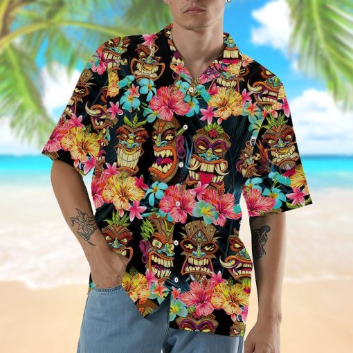 Gearhumans 3D Tiki Head Hawaii Shirt ZZ14041 Hawai Shirt