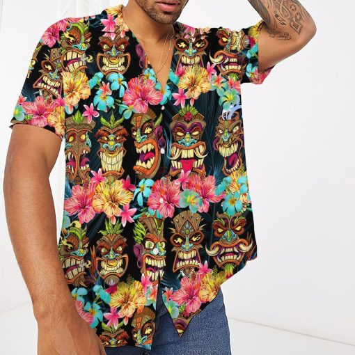 Gearhumans 3D Tiki Head Hawaii Shirt ZZ14041 Hawai Shirt
