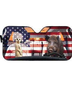 gearhumans 3D Timon And Pumbaa America Custom Car Auto Sunshade GL06076 Auto Sunshade 57''x27.5'' 