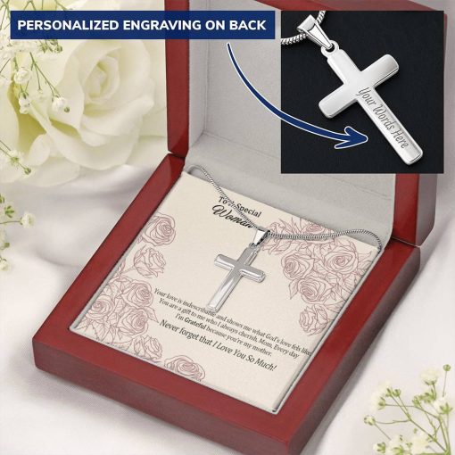 Gearhumans 3D To A Special Woman Happy Mothers Day Personalized Cross Necklace 12 Gearhumans 3D To A Special Woman Happy Mothers Day Personalized Cross Necklace GS27042111 ShineOn Fulfillment
