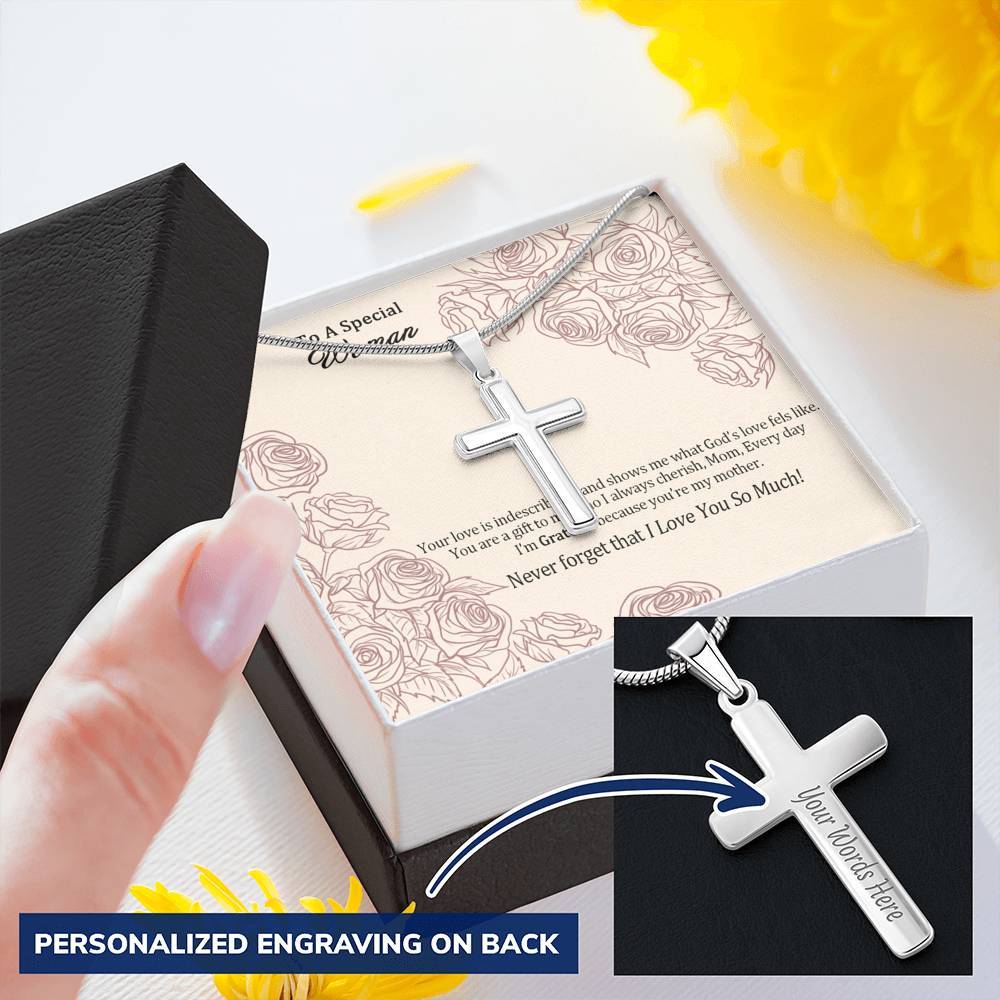 Gearhumans 3D To A Special Woman Happy Mothers Day Personalized Cross Necklace 4 Gearhumans 3D To A Special Woman Happy Mothers Day Personalized Cross Necklace GS27042111 ShineOn Fulfillment
