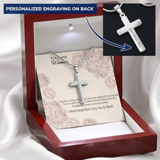 Gearhumans 3D To A Special Woman Happy Mothers Day Personalized Cross Necklace 11 Gearhumans 3D To A Special Woman Happy Mothers Day Personalized Cross Necklace GS27042111 ShineOn Fulfillment Mahogany Style Luxury Box
