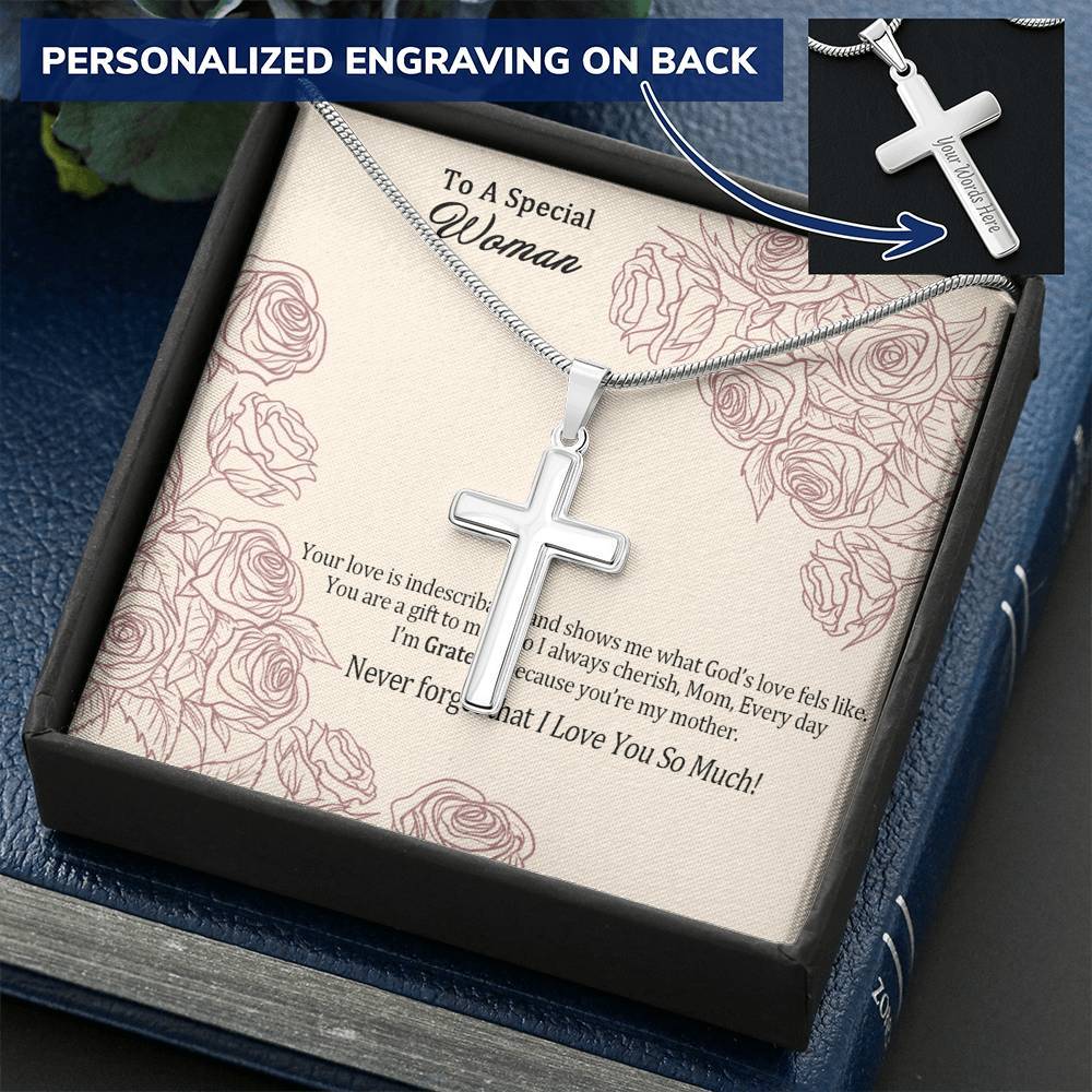Gearhumans 3D To A Special Woman Happy Mothers Day Personalized Cross Necklace 1 Gearhumans 3D To A Special Woman Happy Mothers Day Personalized Cross Necklace GS27042111 ShineOn Fulfillment Standard Box