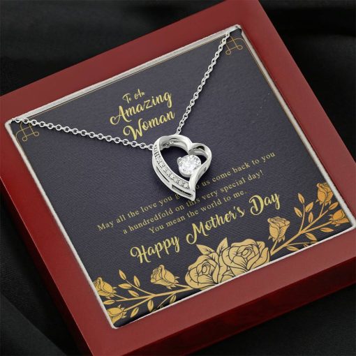 Gearhumans 3D To An Amazing Woman Happy Mothers Day Forever Love Necklace GS27042112 ShineOn Fulfillment Mahogany Style Luxury Box