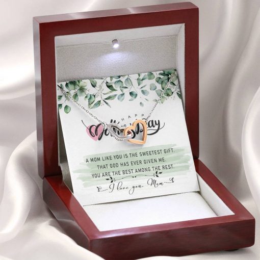 Gearhumans 3D To Mom Happy Mothers Day Interlocking Hearts Necklace GS2004219 ShineOn Fulfillment