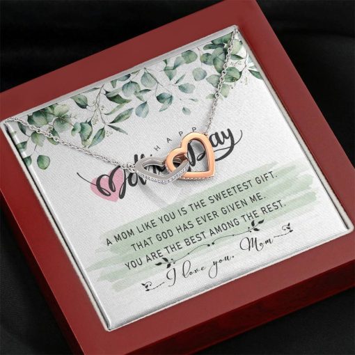 Gearhumans 3D To Mom Happy Mothers Day Interlocking Hearts Necklace GS2004219 ShineOn Fulfillment Mahogany Style Luxury Box