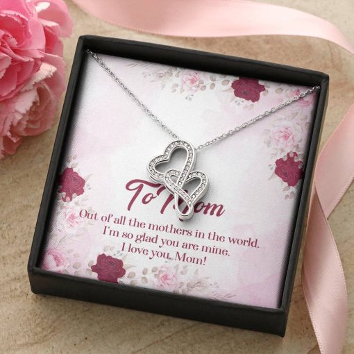 Gearhumans 3D To Mom Mothers Day Gift Double Heart Necklace 14 Gearhumans 3D To Mom Mothers Day Gift Double Heart Necklace GS2604212 ShineOn Fulfillment