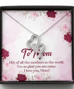Gearhumans 3D To Mom Mothers Day Gift Double Heart Necklace GS2604212 ShineOn Fulfillment Standard Box