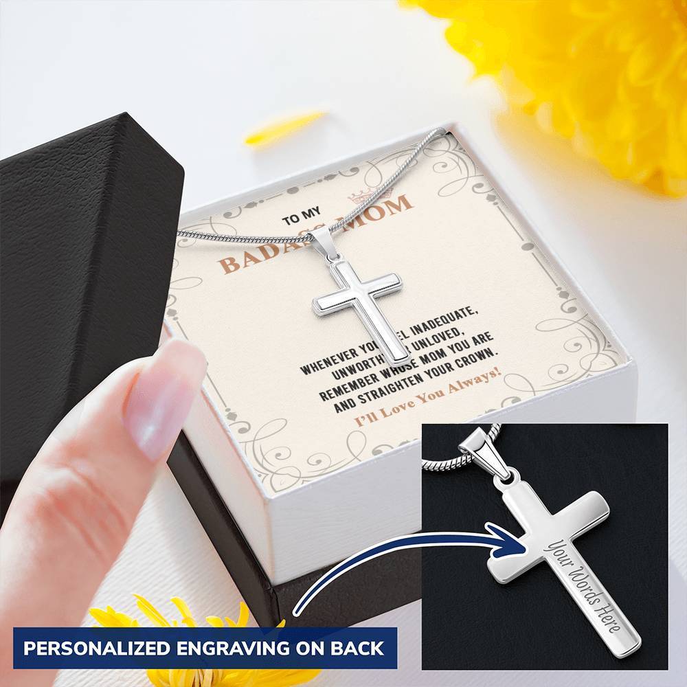 Gearhumans 3D To My Badass Mom Happy Mothers Day Personalized Cross Necklace 4 Gearhumans 3D To My Badass Mom Happy Mothers Day Personalized Cross Necklace GS2604218 ShineOn Fulfillment