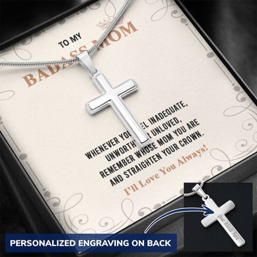 Gearhumans 3D To My Badass Mom Happy Mothers Day Personalized Cross Necklace 8 Gearhumans 3D To My Badass Mom Happy Mothers Day Personalized Cross Necklace GS2604218 ShineOn Fulfillment