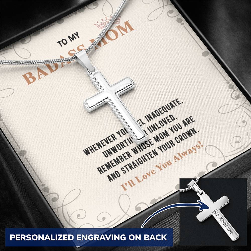 Gearhumans 3D To My Badass Mom Happy Mothers Day Personalized Cross Necklace 2 Gearhumans 3D To My Badass Mom Happy Mothers Day Personalized Cross Necklace GS2604218 ShineOn Fulfillment