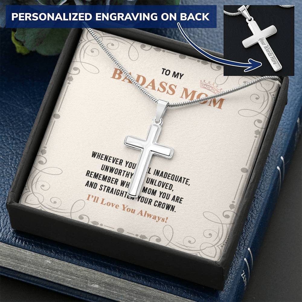 Gearhumans 3D To My Badass Mom Happy Mothers Day Personalized Cross Necklace 1 Gearhumans 3D To My Badass Mom Happy Mothers Day Personalized Cross Necklace GS2604218 ShineOn Fulfillment Standard Box
