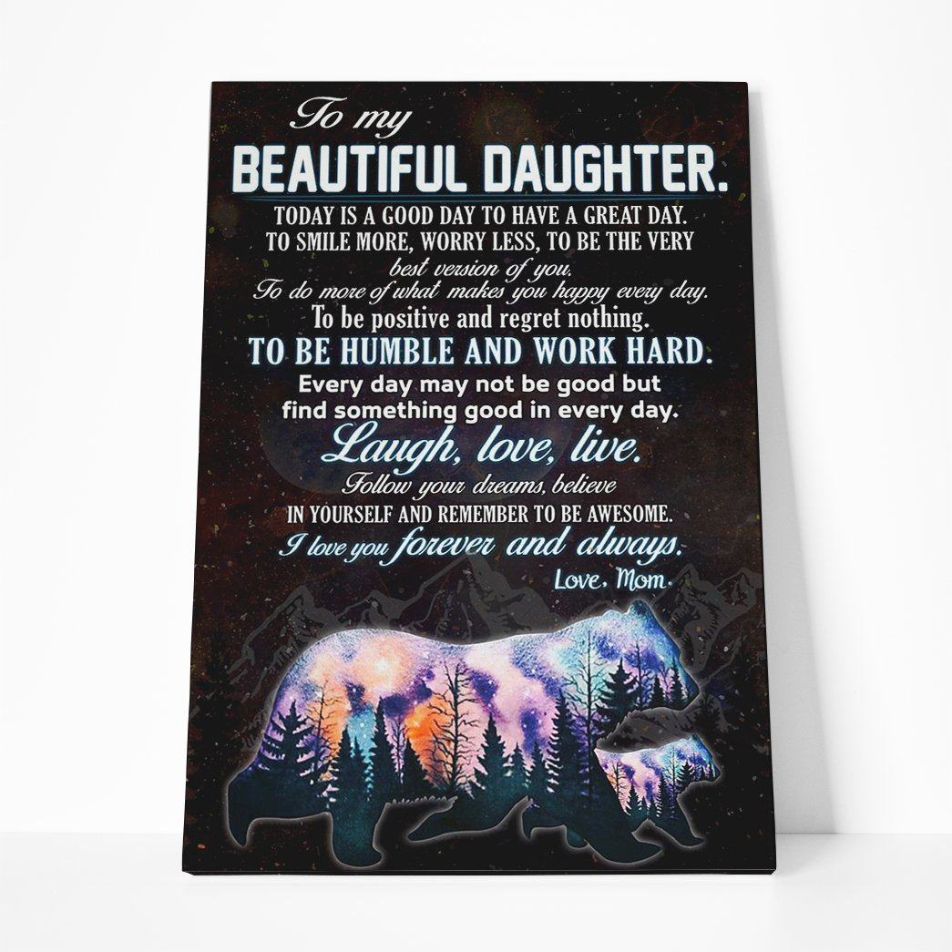 Gearhumans 3D To My Beautiful Daughter Canvas 1 Gearhumans 3D To My Beautiful Daughter Canvas GJ020423 Canvas 1 Piece Non Frame M