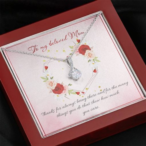 Gearhumans 3D To My Beloved Mom Happy Mothers Day Alluring Beauty Necklace GS23042115 ShineOn Fulfillment Mahogany Style Luxury Box