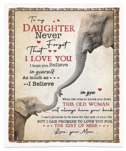 Gearhumans 3D To My Daughter Elephant Mom Mothers Day Gift Custom Blanket GW07049 Blanket Blanket M(51''x59'')