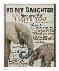Gearhumans 3D To My Daughter Elephant Mom Mothers Day Gift Custom Name Blanket GW07048 Blanket Blanket M(51''x59'')