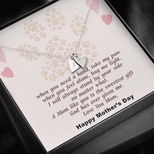Gearhumans 3D To My Dog Mama Happy Mothers Day Sweetest Hearts Necklace GS22042112 ShineOn Fulfillment Sterling Silver - 2 Hearts
