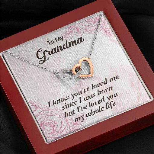 Gearhumans 3D To My Grandma Happy Mothers Day Interlocking Hearts Necklace 9 Gearhumans 3D To My Grandma Happy Mothers Day Interlocking Hearts Necklace GS2604213 ShineOn Fulfillment Mahogany Style Luxury Box