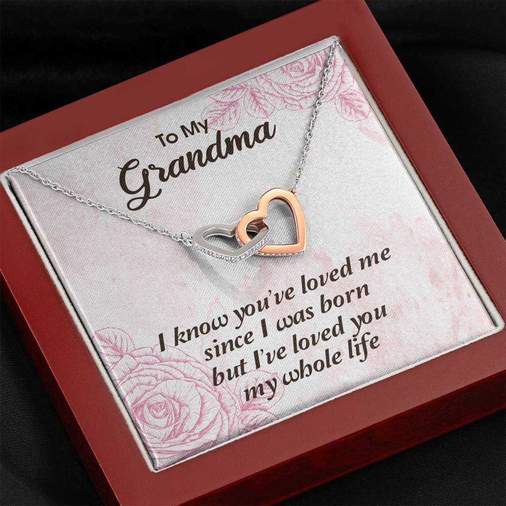 Gearhumans 3D To My Grandma Happy Mothers Day Interlocking Hearts Necklace 4 Gearhumans 3D To My Grandma Happy Mothers Day Interlocking Hearts Necklace GS2604213 ShineOn Fulfillment Mahogany Style Luxury Box