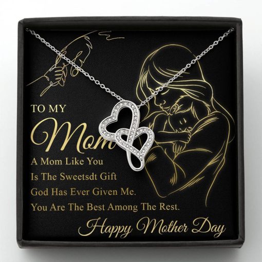 Gearhumans 3D To My Mom Mothers Day Gift Double Heart Necklace GS22042113 ShineOn Fulfillment Standard Box