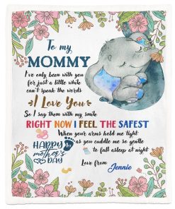 Gearhumans 3D To My Mommy Elephant Mothers Day Gift Custom Name Blanket GW070410 Blanket Blanket M(51''x59'')