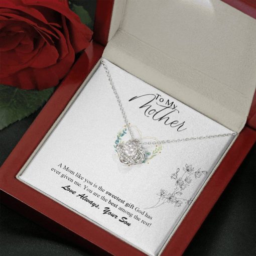 Gearhumans 3D To My Mother Happy Mothers Day Love Knot Necklace GS2204219 ShineOn Fulfillment Mahogany Style Luxury Box