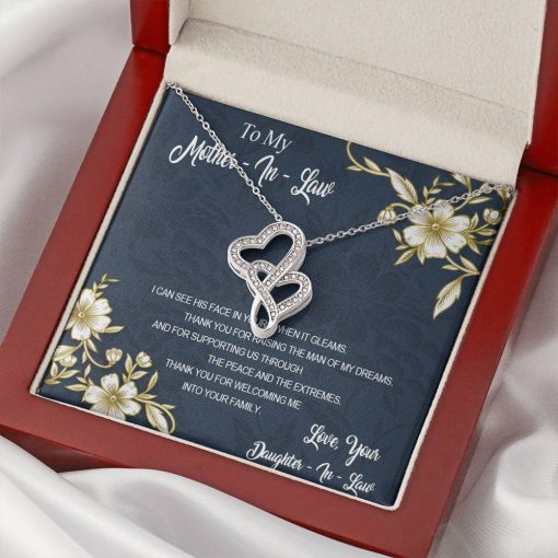 Gearhumans 3D To My Mother In Law Mothers Day Gift Double Heart Necklace GS26042110 ShineOn Fulfillment Mahogany Style Luxury Box