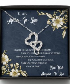Gearhumans 3D To My Mother In Law Mothers Day Gift Double Heart Necklace GS26042110 ShineOn Fulfillment Standard Box 