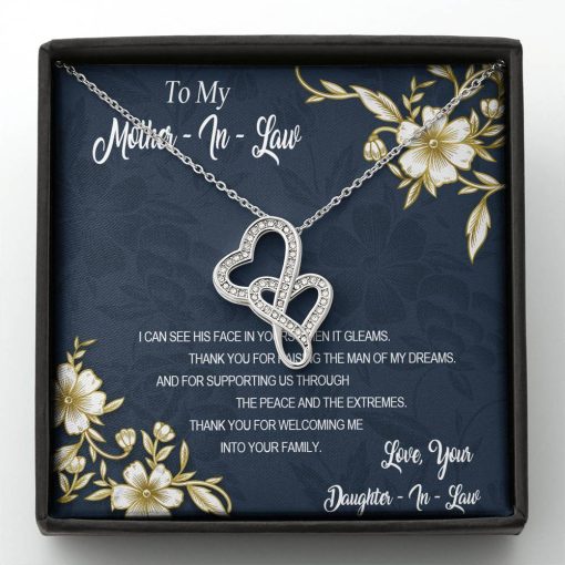 Gearhumans 3D To My Mother In Law Mothers Day Gift Double Heart Necklace GS26042110 ShineOn Fulfillment Standard Box